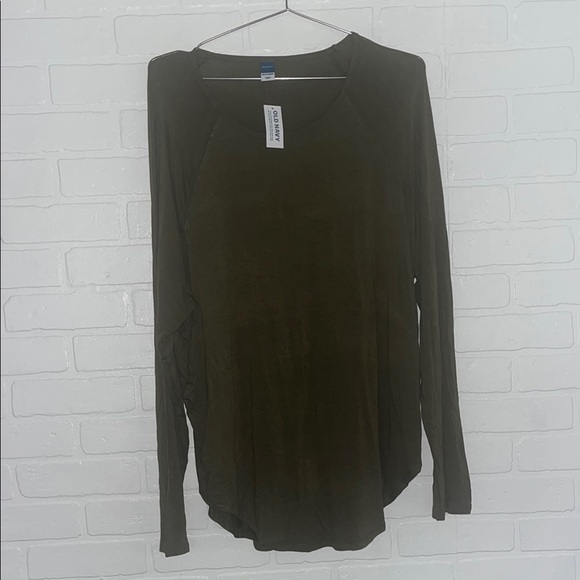 Old Navy Tops - Old Navy Maternity Long Sleeve Shirt Scoop Neck Green Large Casual Layering NWT